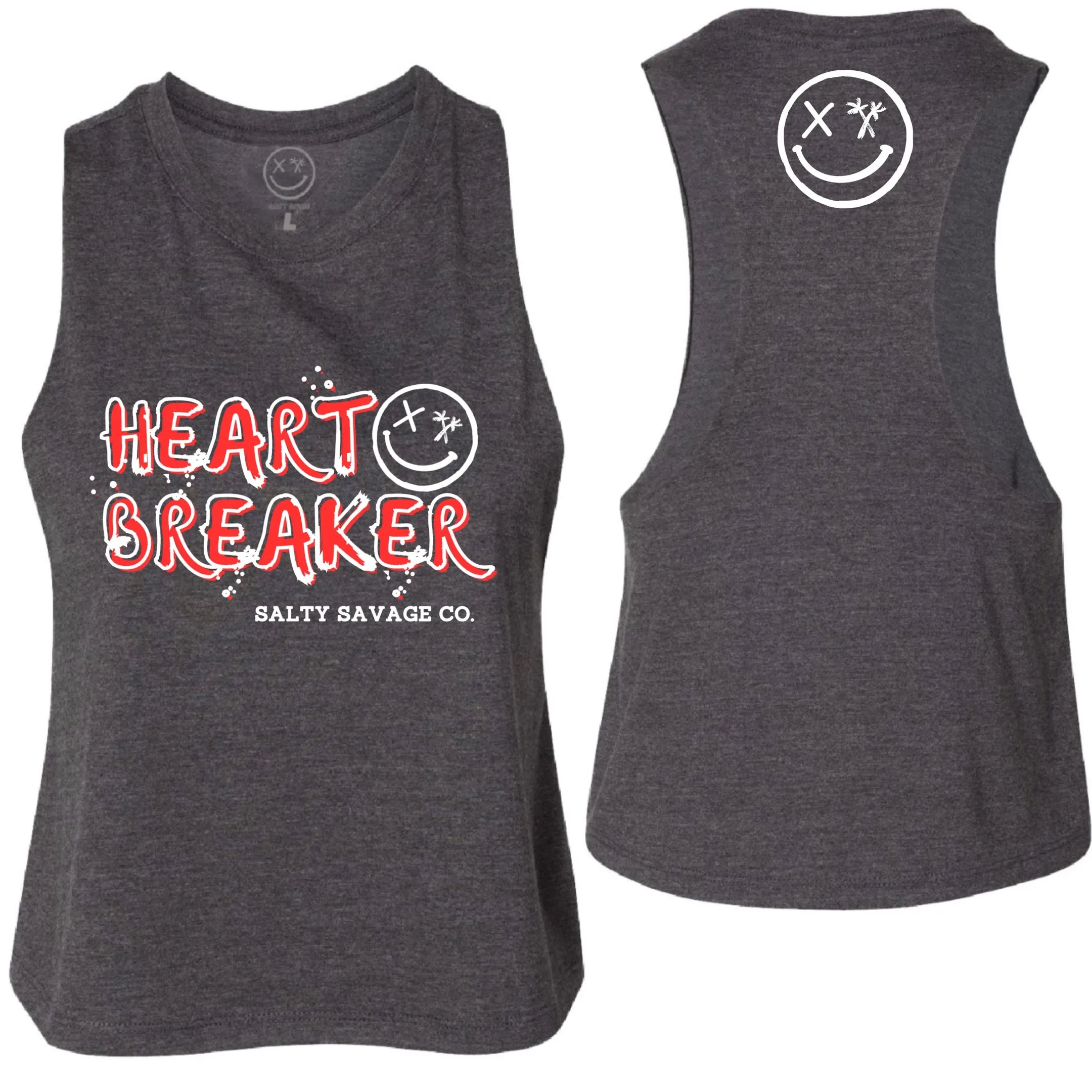 Salty Savage Ladies "HEART BREAKER" Flowy Racerback Crop Tank