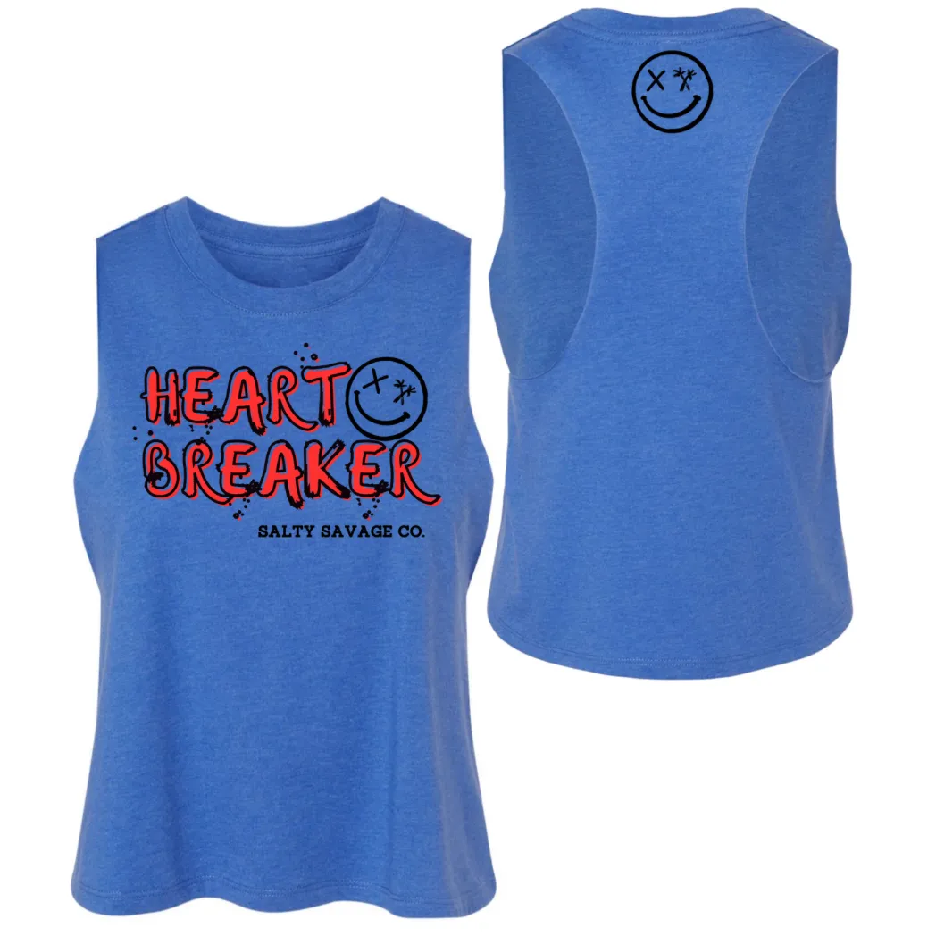 Salty Savage Ladies "HEART BREAKER" Flowy Racerback Crop Tank