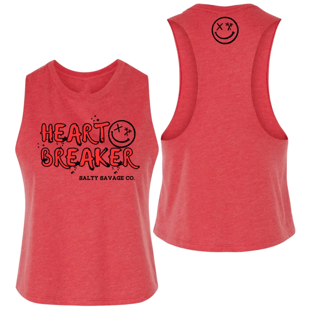 Salty Savage Ladies "HEART BREAKER" Flowy Racerback Crop Tank