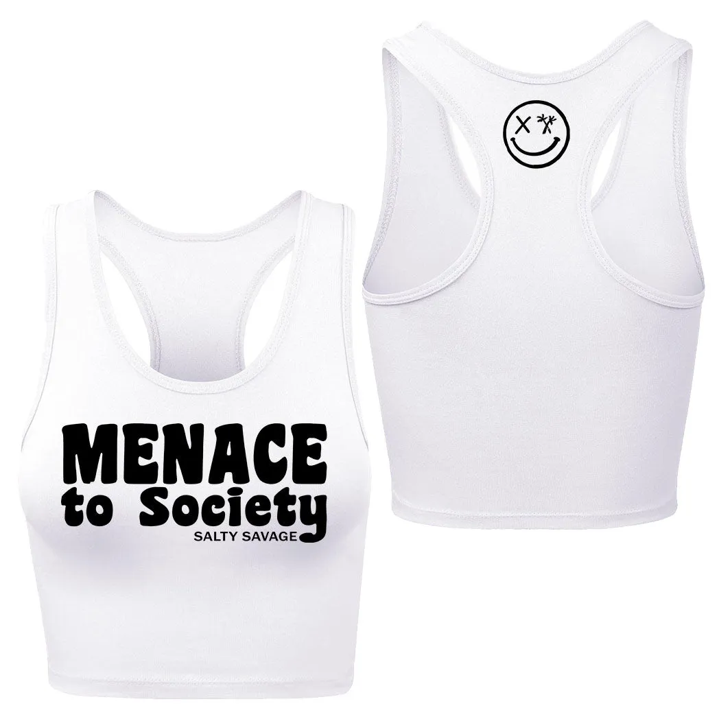 Salty Savage Ladies "Menace to Society" Racerback Crop Tank