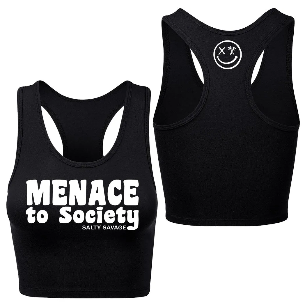 Salty Savage Ladies "Menace to Society" Racerback Crop Tank