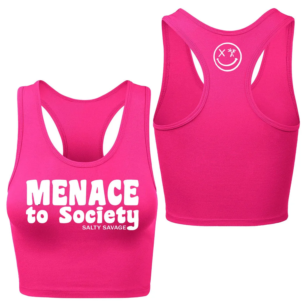 Salty Savage Ladies "Menace to Society" Racerback Crop Tank