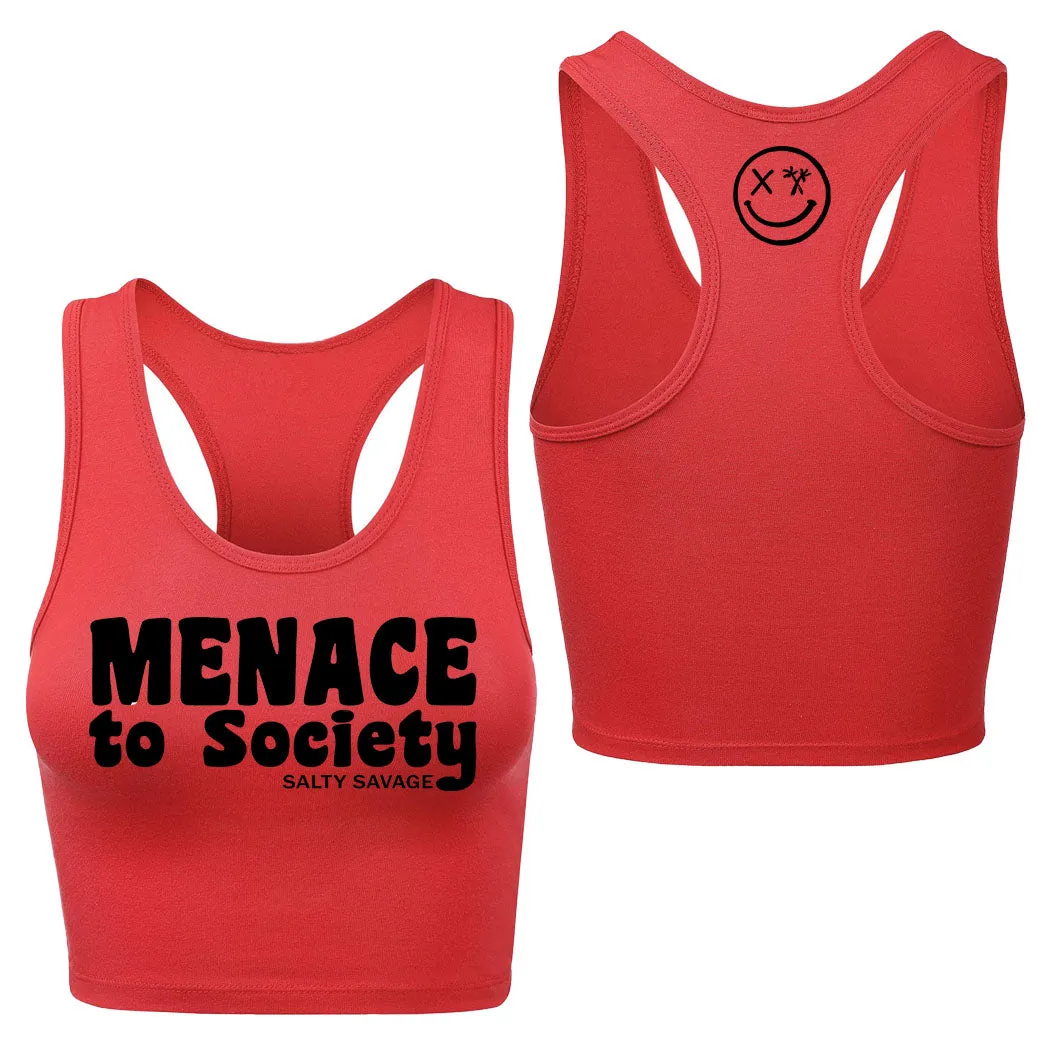 Salty Savage Ladies "Menace to Society" Racerback Crop Tank