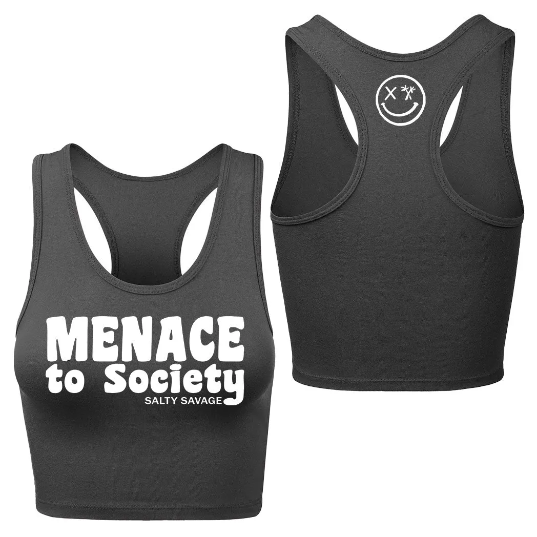 Salty Savage Ladies "Menace to Society" Racerback Crop Tank