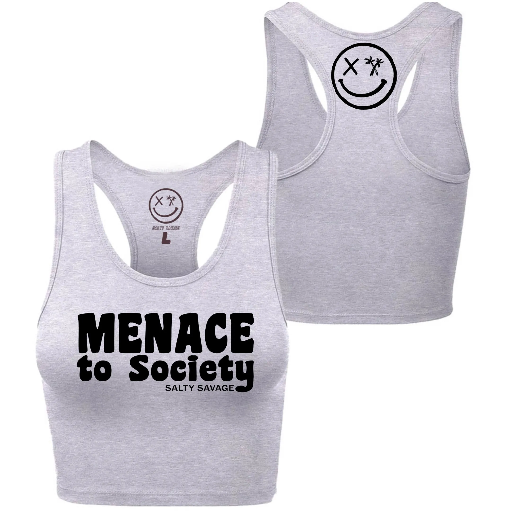 Salty Savage Ladies "Menace to Society" Racerback Crop Tank