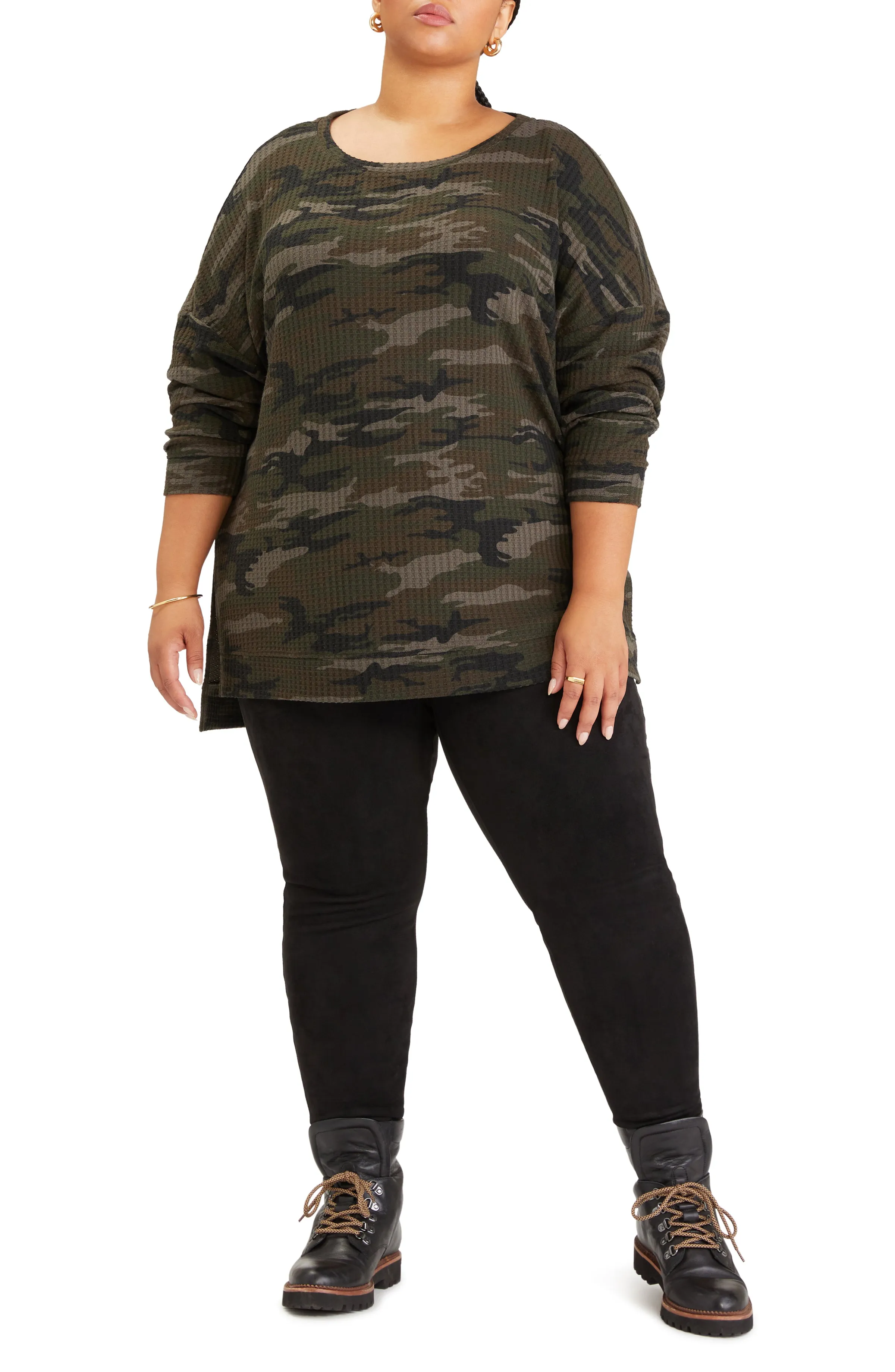 Sanctuary Women's Slow Time Waffle Tunic - FOREST CAMO