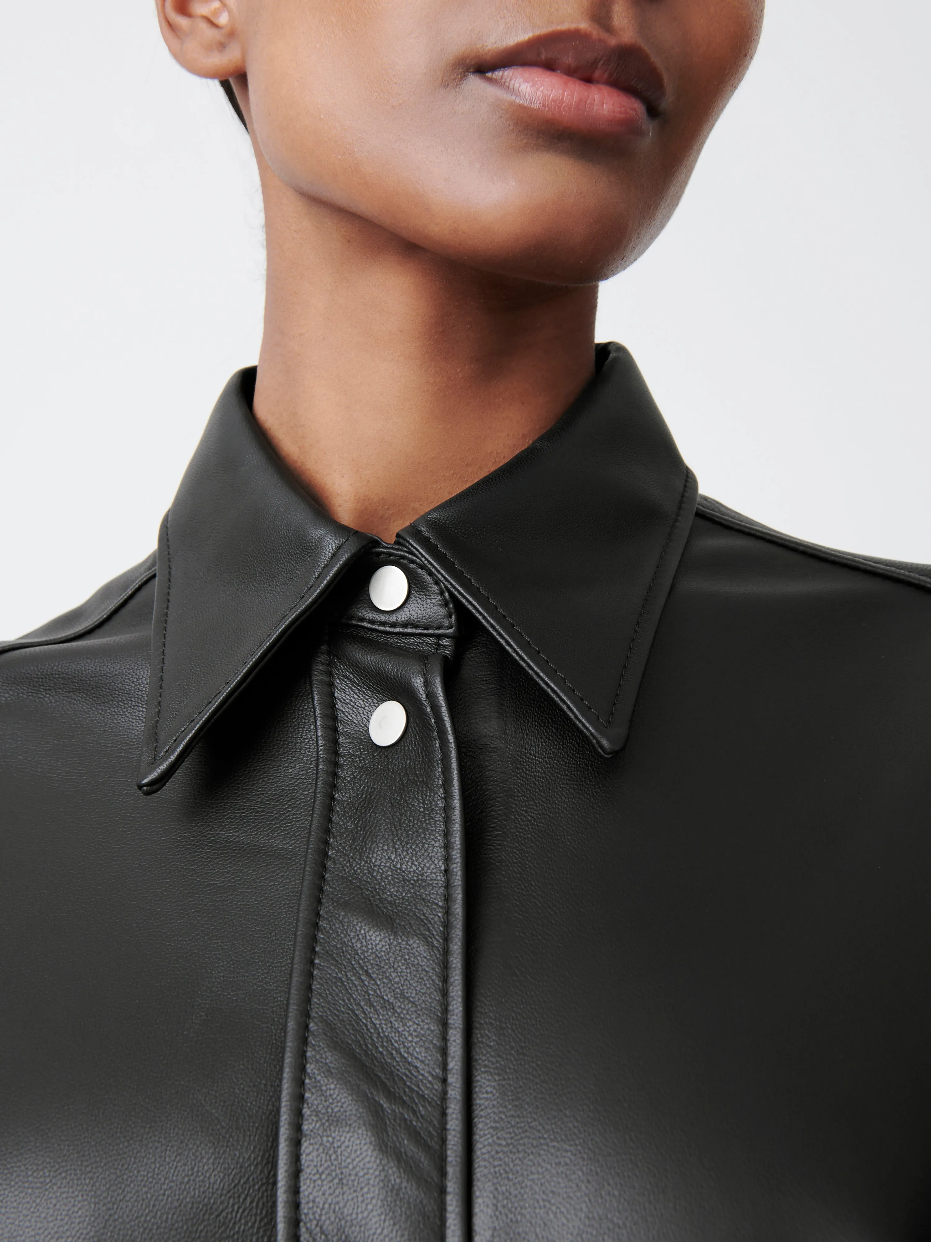 Santos Leather Shirt in Black Grape