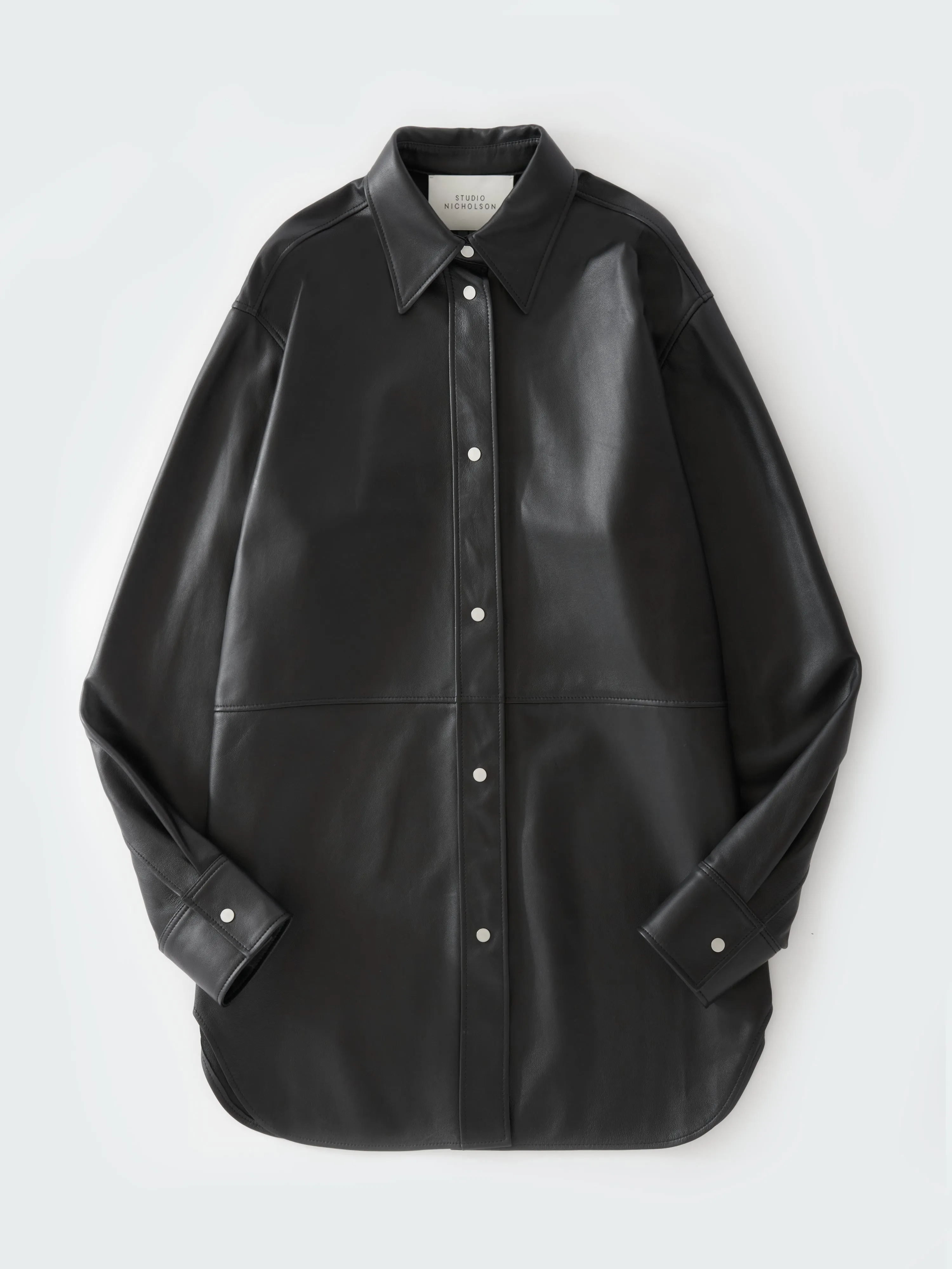 Santos Leather Shirt in Black Grape