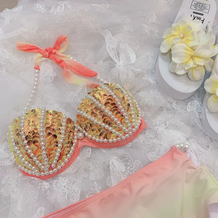 Sea Siren – Meerjungfrauen-Bikini mit Perlen-Glitzer