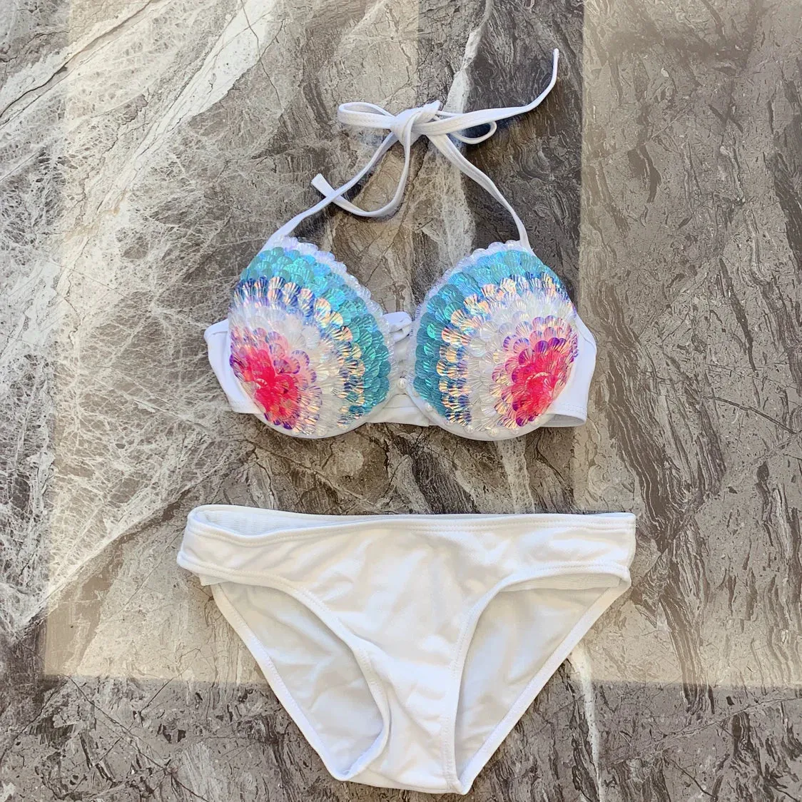 Sea Siren – Meerjungfrauen-Bikini mit Perlen-Glitzer