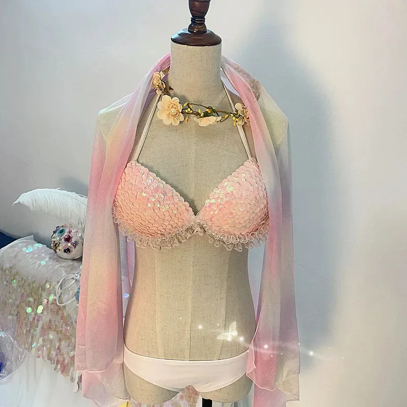 Sea Siren – Meerjungfrauen-Bikini mit Perlen-Glitzer