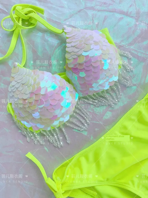 Sea Siren – Meerjungfrauen-Bikini mit Perlen-Glitzer