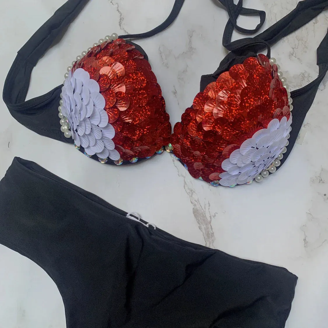 Sea Siren – Meerjungfrauen-Bikini mit Perlen-Glitzer