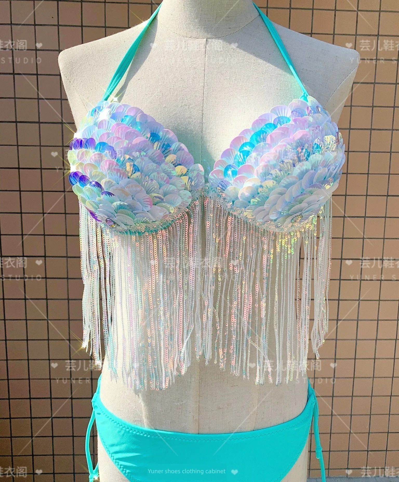 Sea Siren – Meerjungfrauen-Bikini mit Perlen-Glitzer