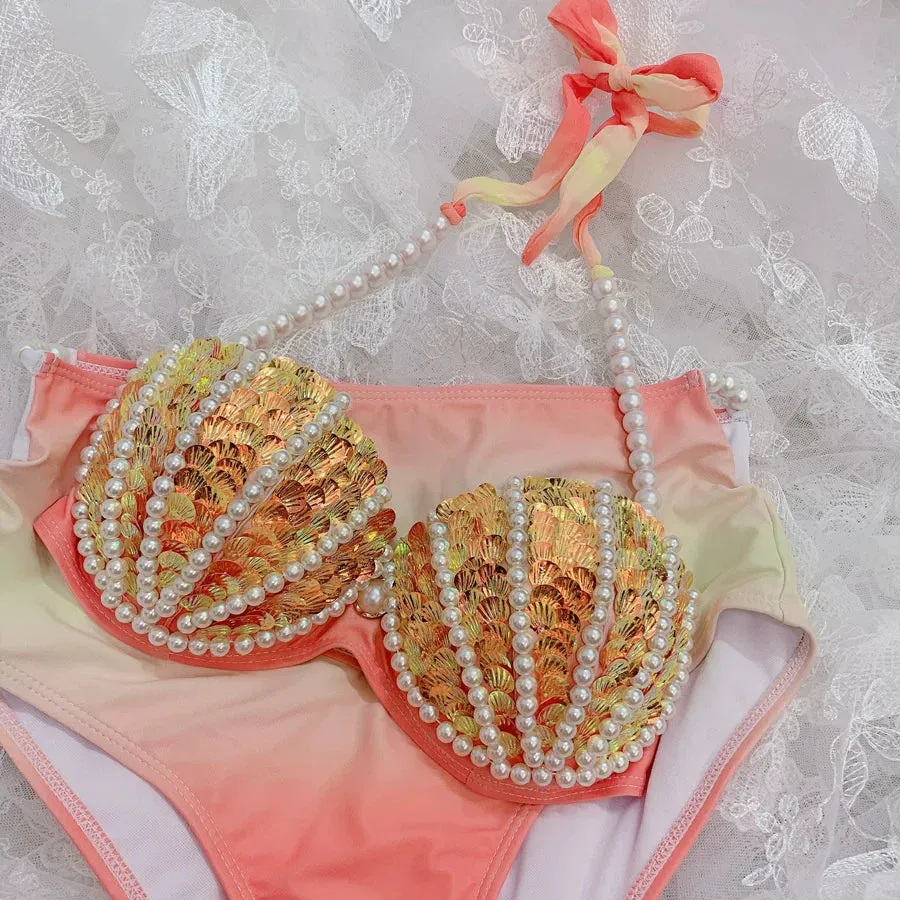 Sea Siren – Meerjungfrauen-Bikini mit Perlen-Glitzer