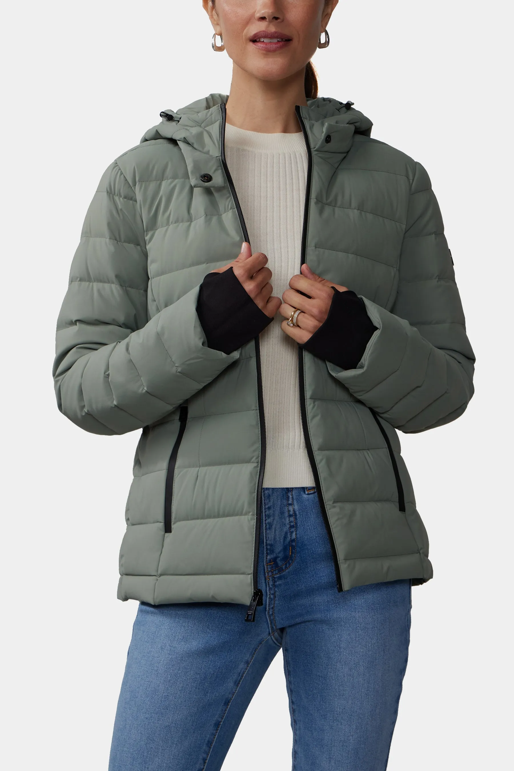 Short Packable Hooded Jacket