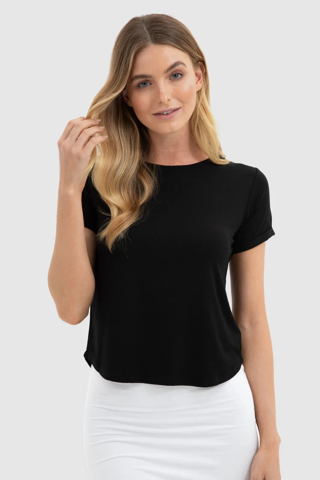 Shorter Bamboo Tee  - Black