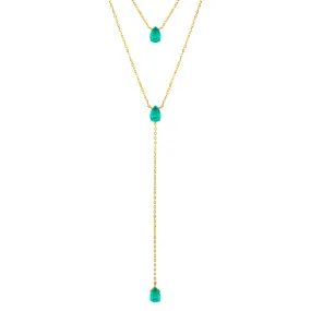 Silver gold plated paraiba lariat necklace set