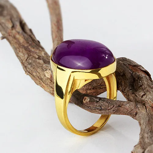 SOLID 10K YELLOW GOLD Ring for Men Purple Amethyst Genuine Gemstone