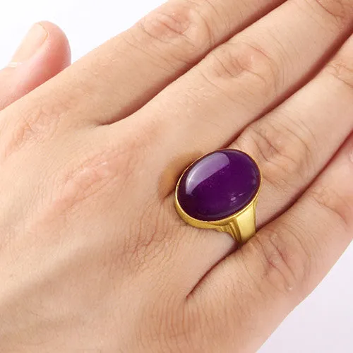 SOLID 10K YELLOW GOLD Ring for Men Purple Amethyst Genuine Gemstone