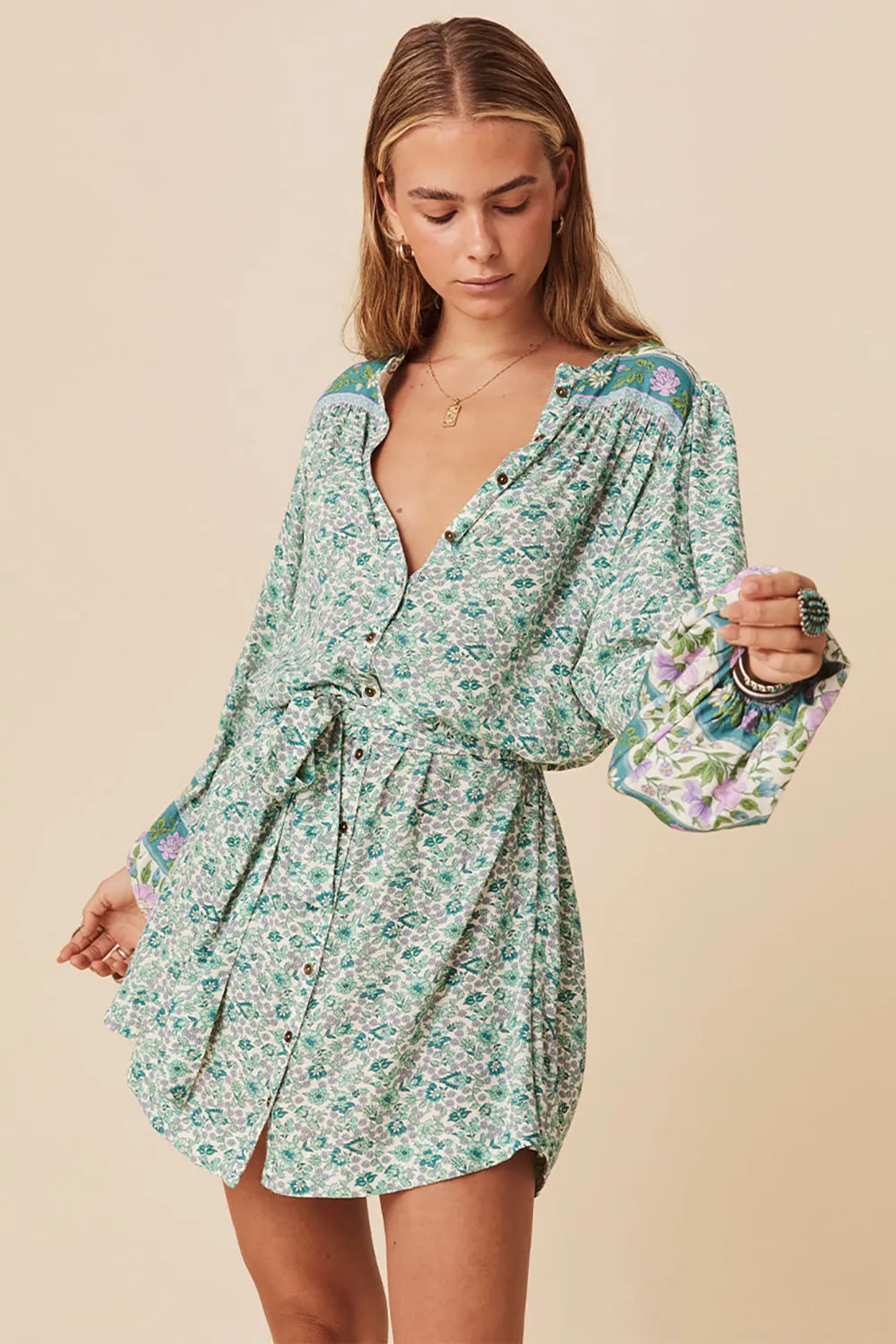 SPELL Sienna Tunic Dress in Jade- Last One