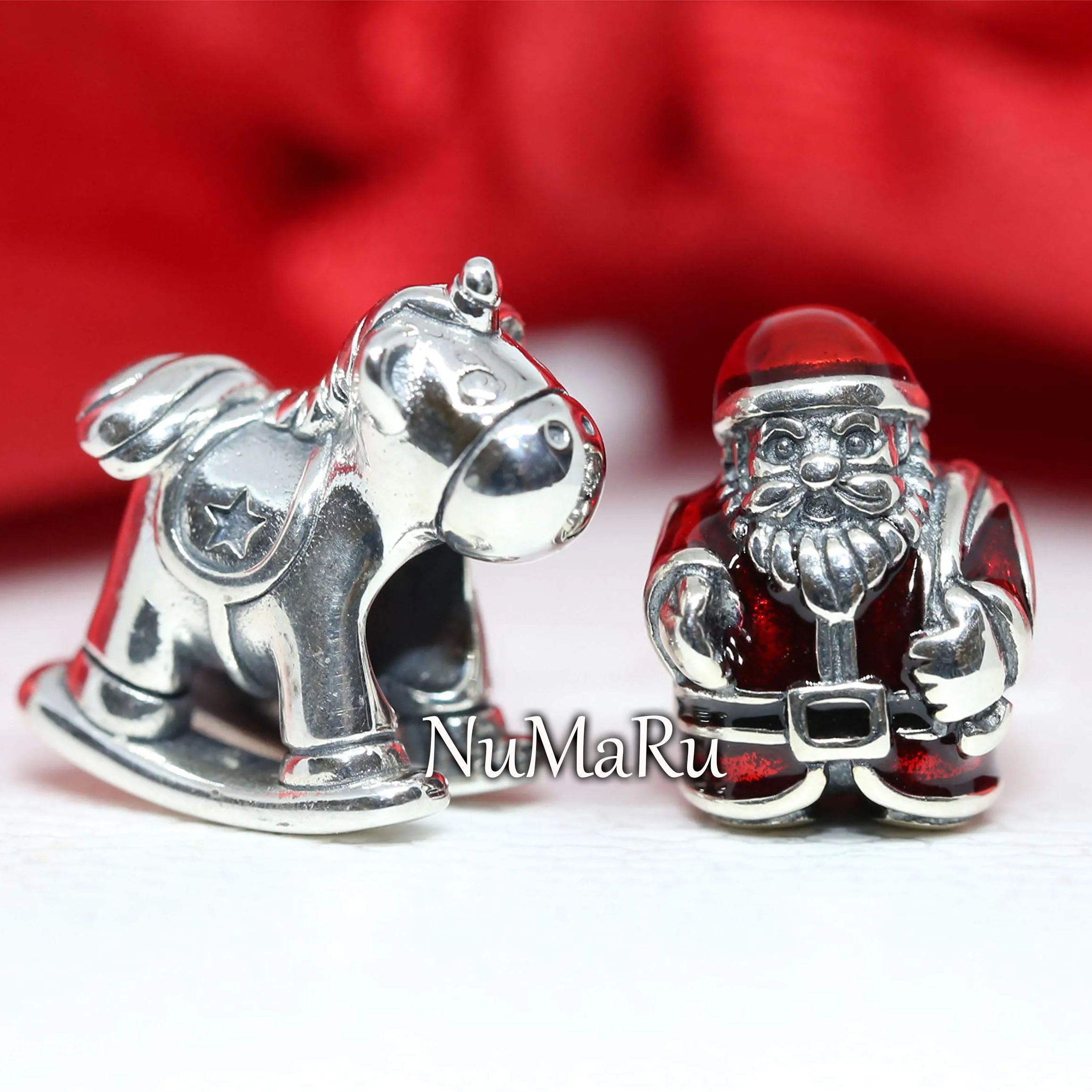 St. Nick Santa And Bruno the Unicorn Rocking Horse Christmas Gift Set Charm