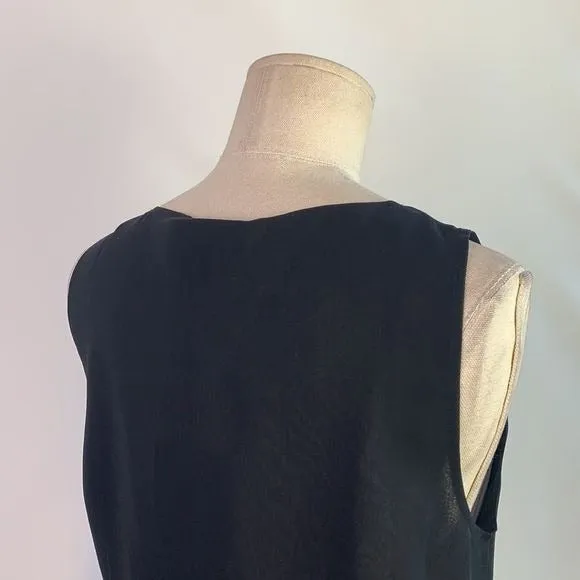 St.JohnNWT black silk with ruffle front tank top