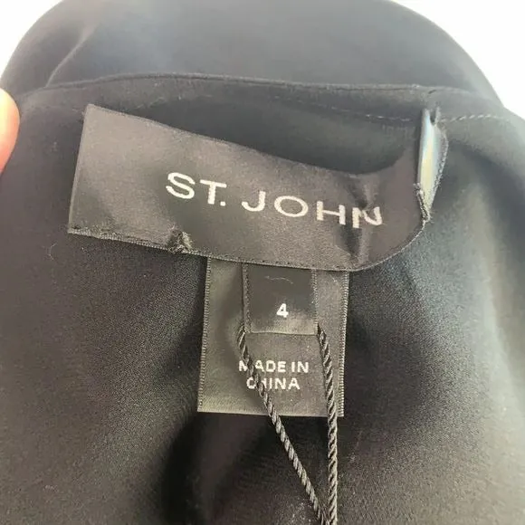 St.JohnNWT black silk with ruffle front tank top