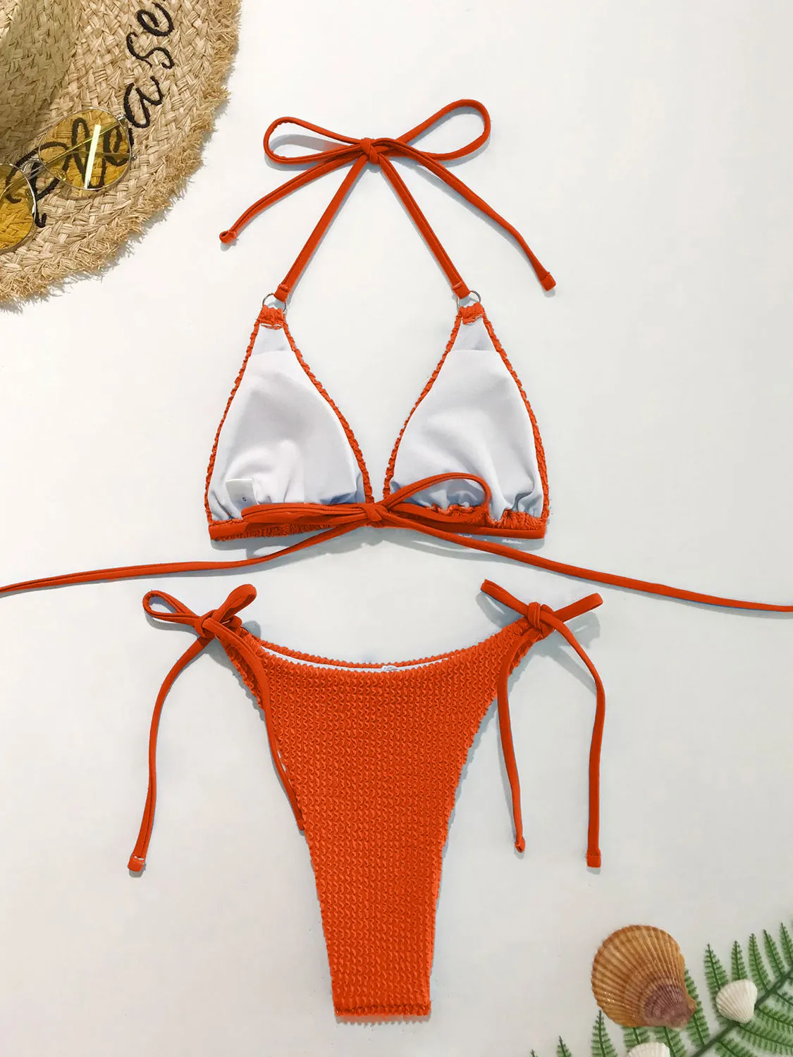 Strukturiertes zweiteiliges Neckholder-Bikini-Set „Sunset Vacation“.