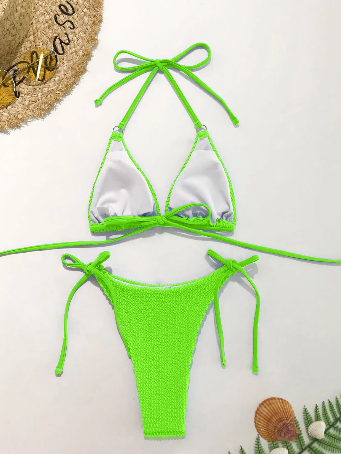 Strukturiertes zweiteiliges Neckholder-Bikini-Set „Sunset Vacation“.