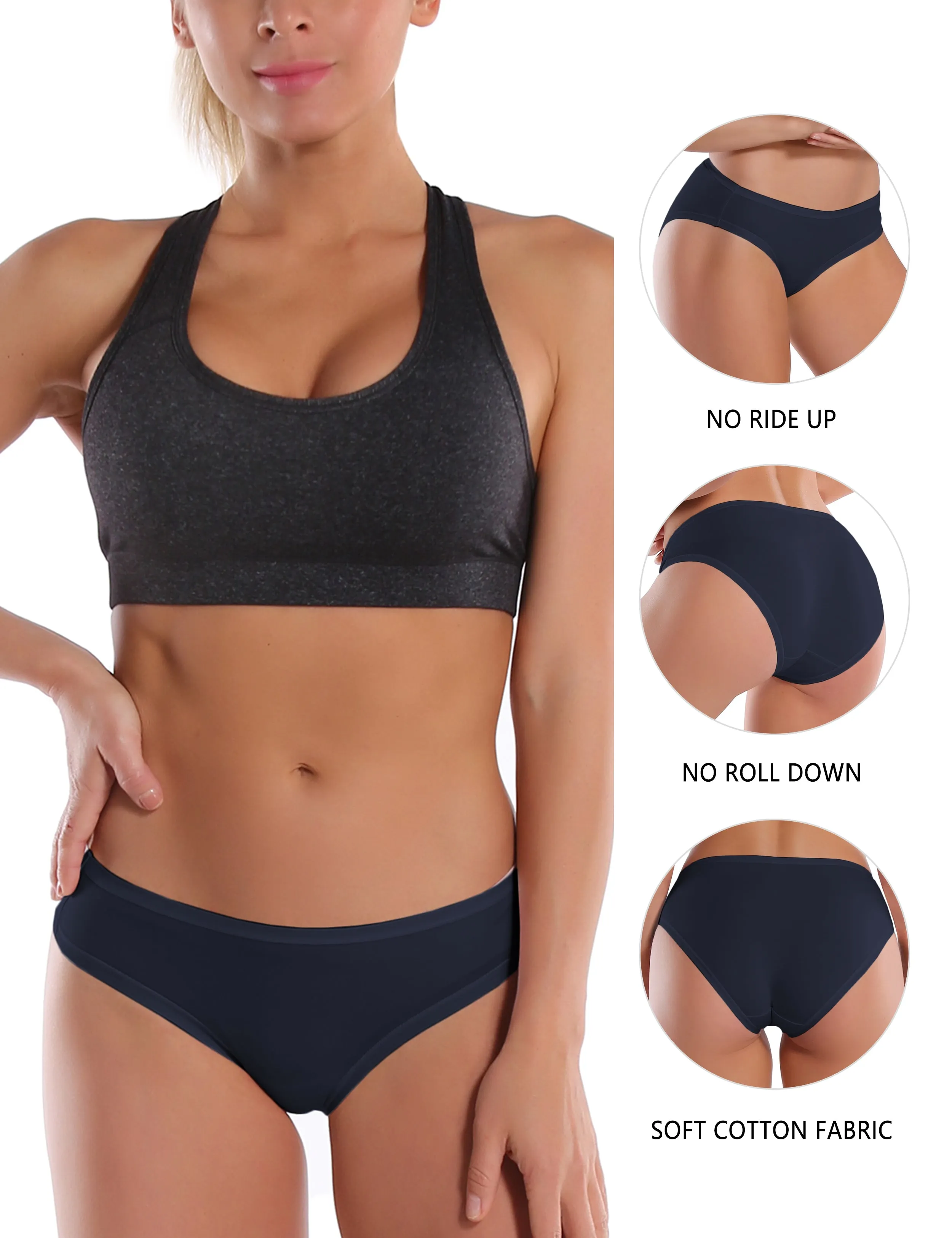 Super Soft Modal Sports Bikini Underwear darknavy_yogastudio