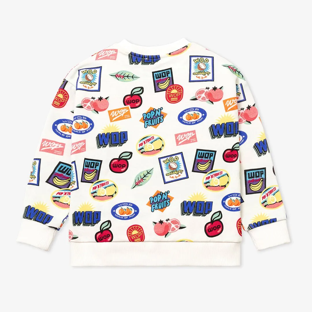 Sweatshirt printed "Tutti Frutti" for children in organic cotton