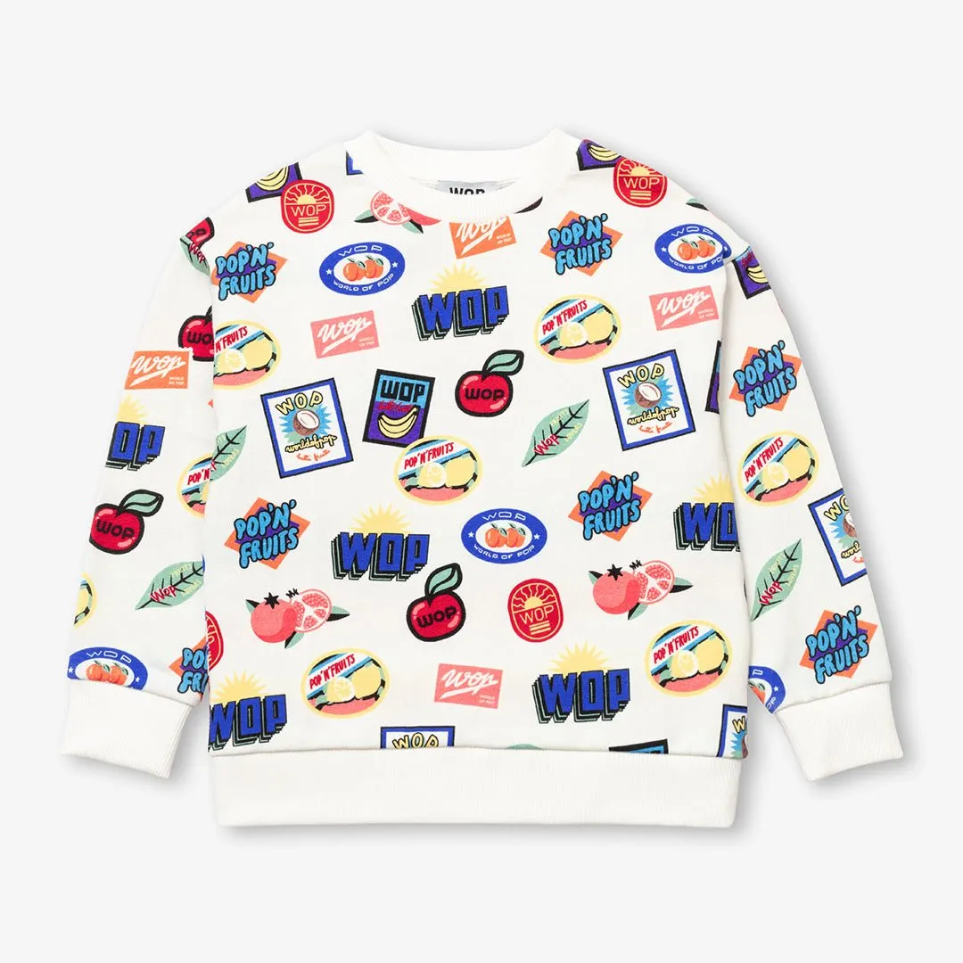 Sweatshirt printed "Tutti Frutti" for children in organic cotton