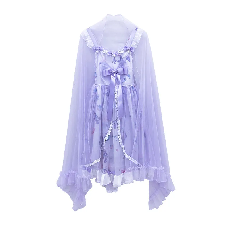 Sweet Purple Bow Lolita Dress / Shawl AD12524