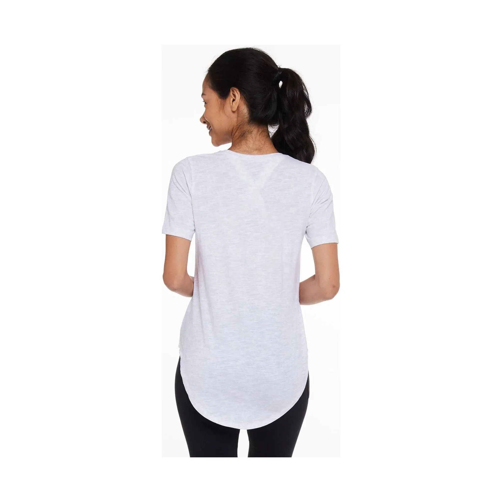 Tasc Women's Longline Boyfriend T Shirt - Light Gray Crater