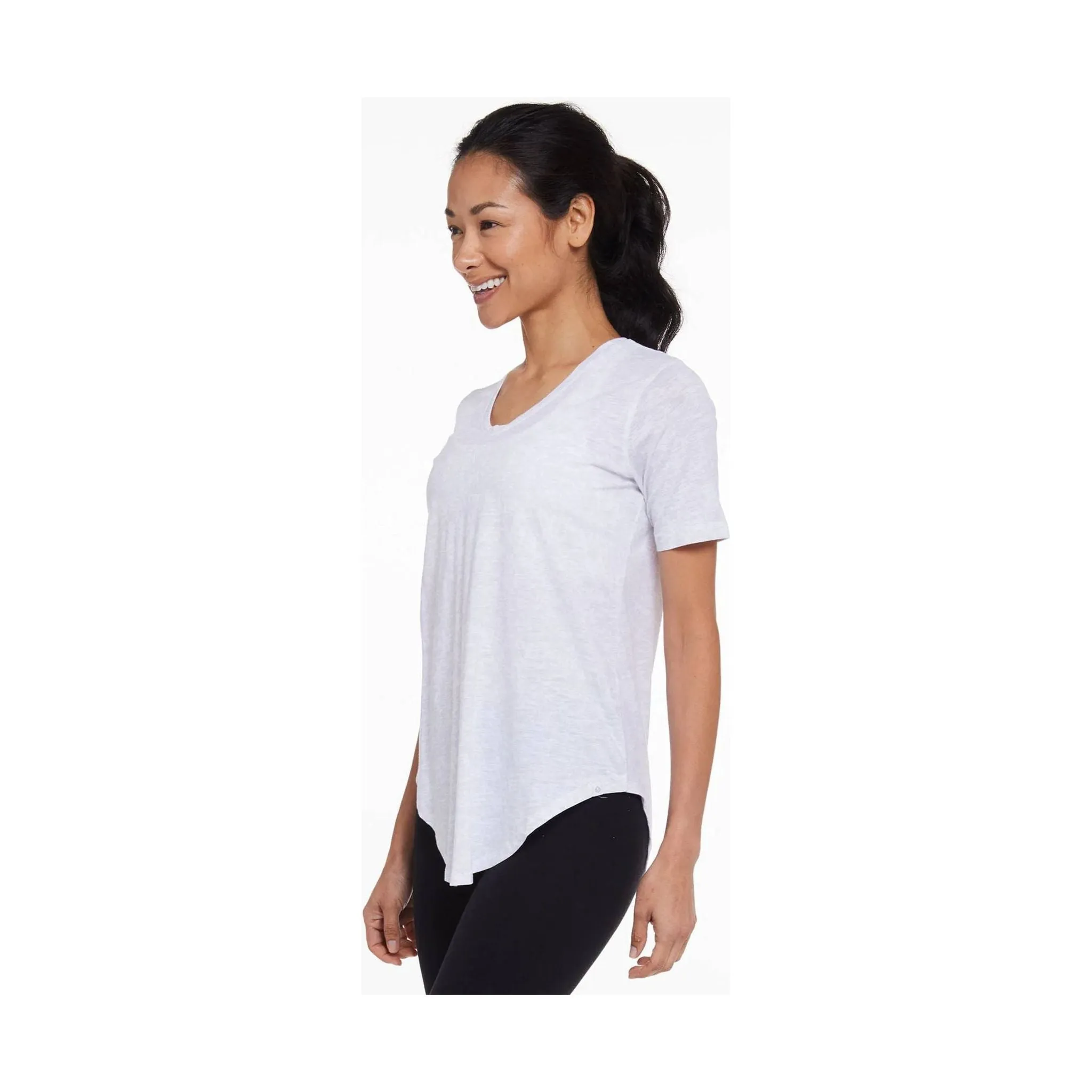 Tasc Women's Longline Boyfriend T Shirt - Light Gray Crater