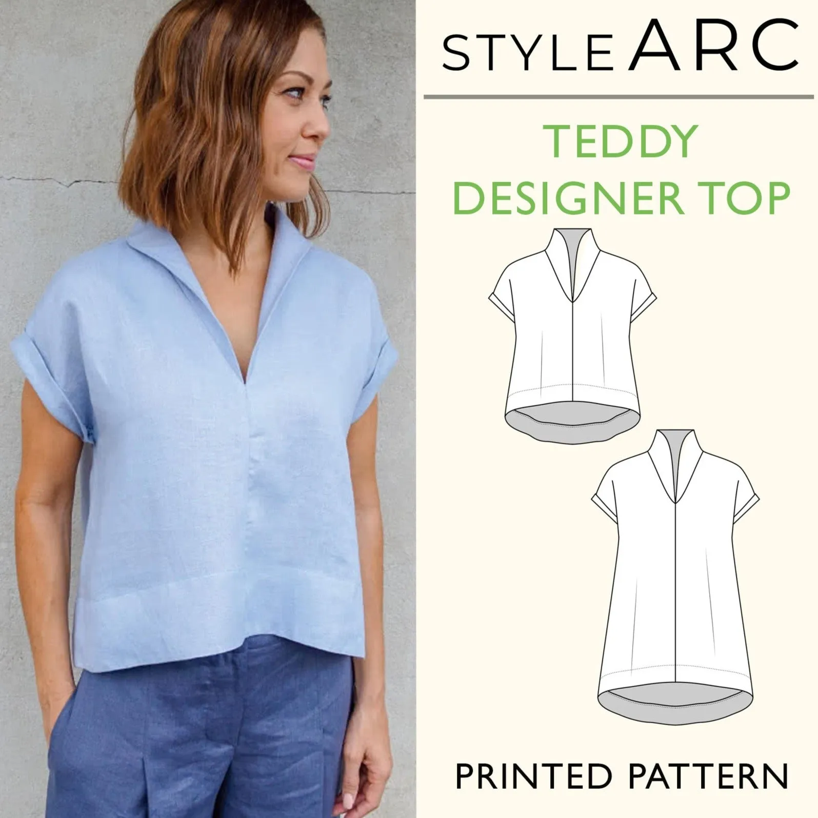 Teddy Designer Top Sewing Pattern by Style Arc, US Sizes 0-26