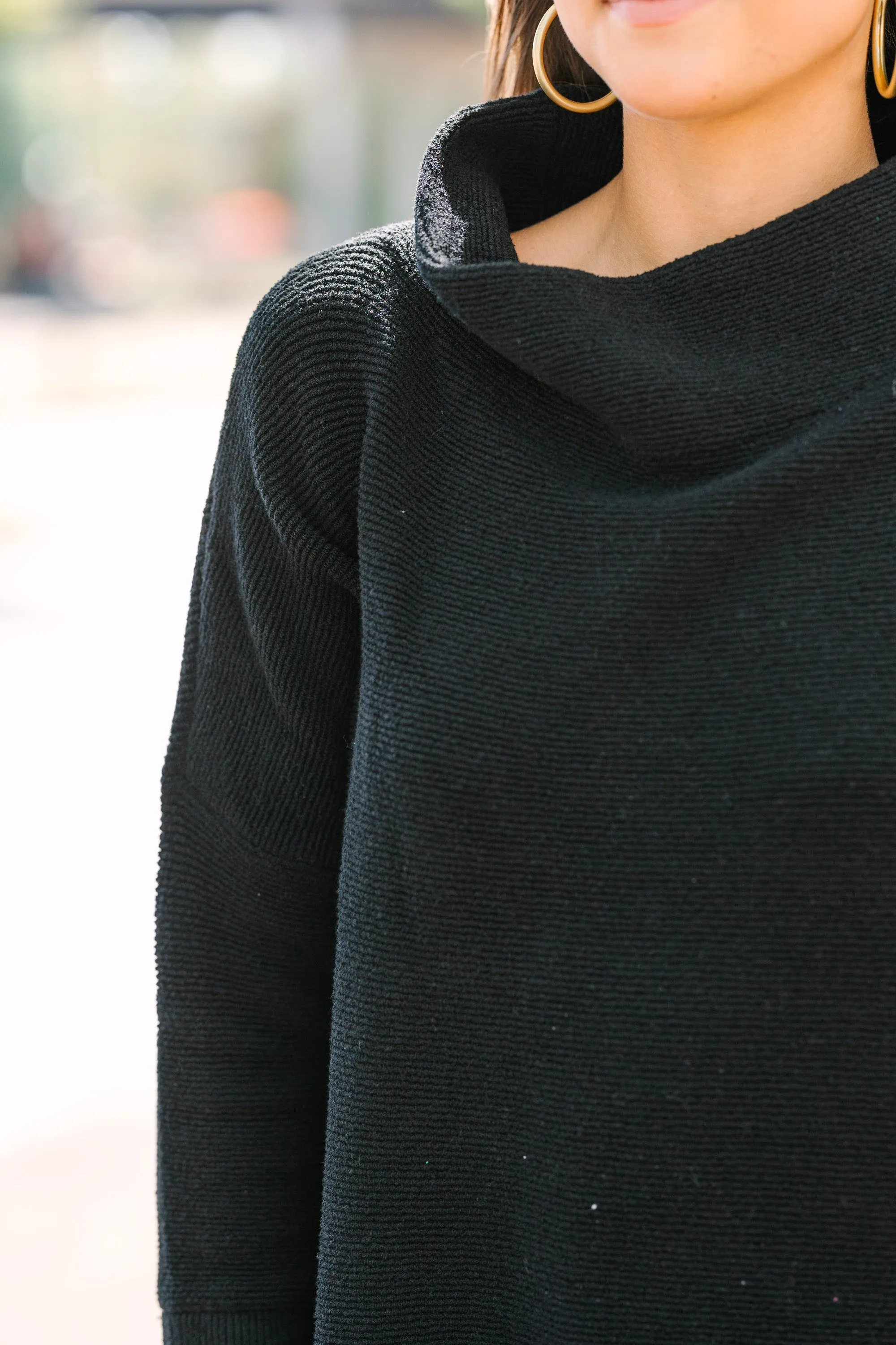 The Slouchy Black Mock Neck Tunic