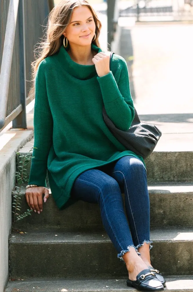 The Slouchy Emerald Green Mock Neck Tunic