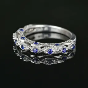 Three Sided Milgrain Border Sapphire Ring Band