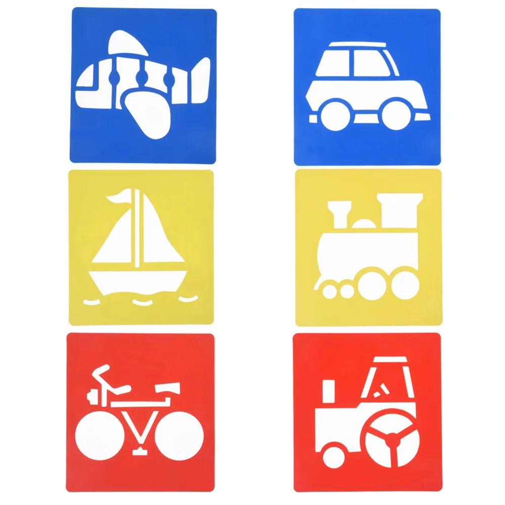 tibetara About 14*15cm Transport stencils set of 6 plastic Stencil bicycle car boat Transportation stencils for journaling 6 each/lot