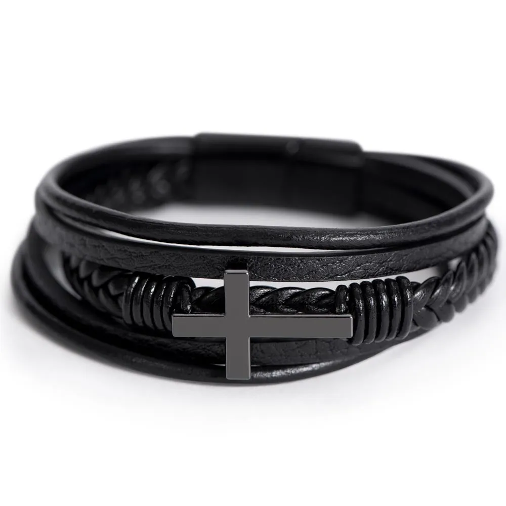 To My Boyfriend, You Complete Me Men's Cross Bracelet