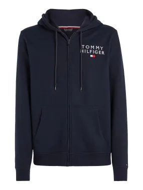 Tommy Hilfiger Mens Logo Zip-Thru Hooded Lounge Jumper