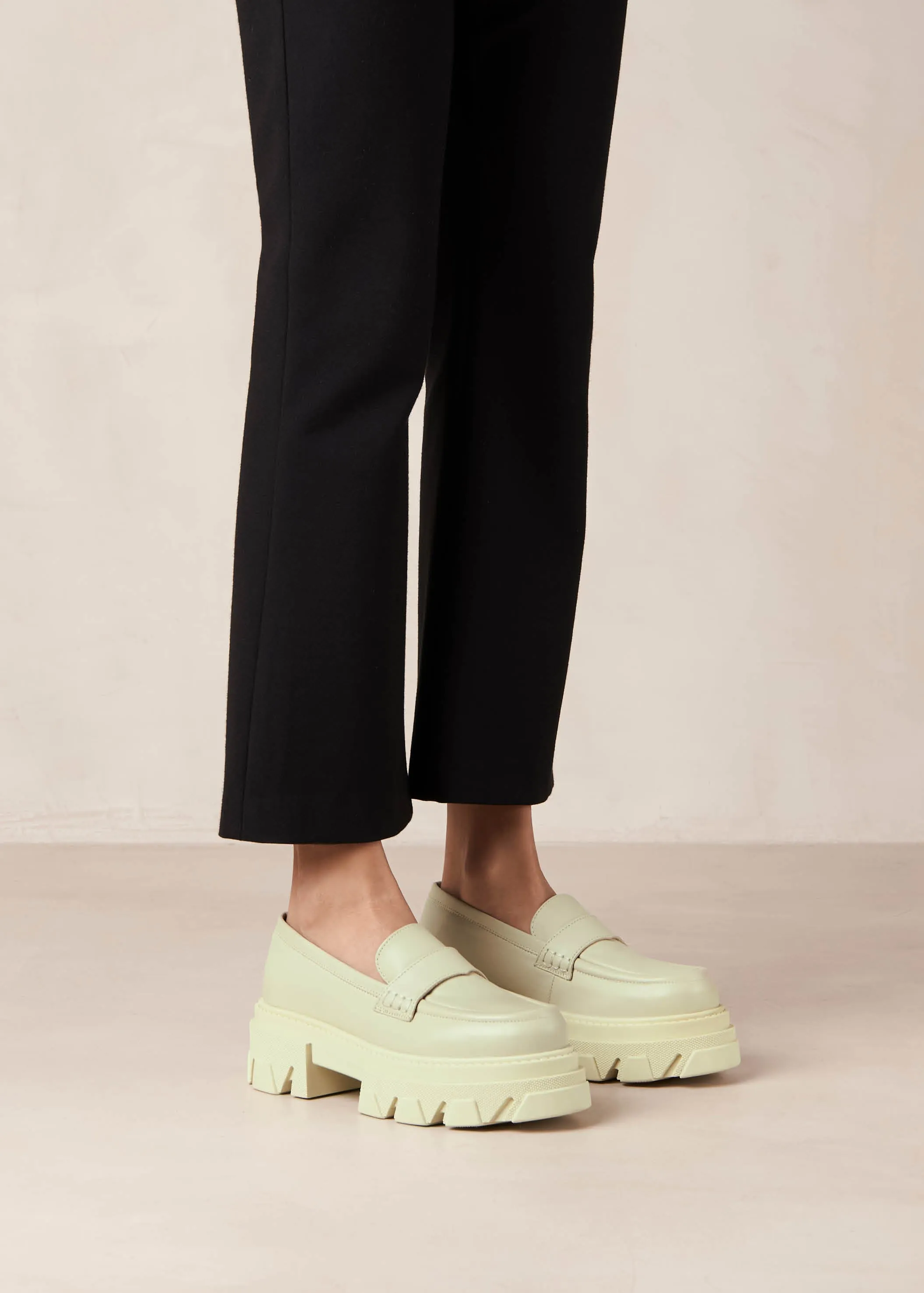 Trailblazer Celery Green Leather Loafers