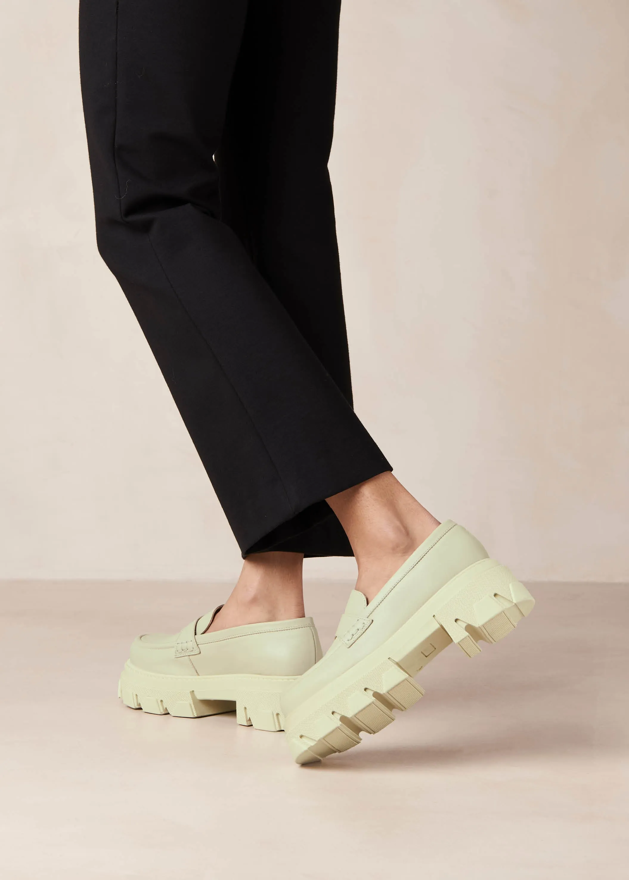 Trailblazer Celery Green Leather Loafers