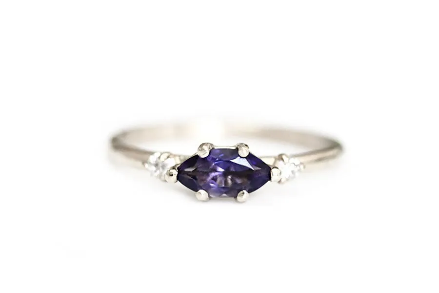 Trine Iolite   Diamond Ring