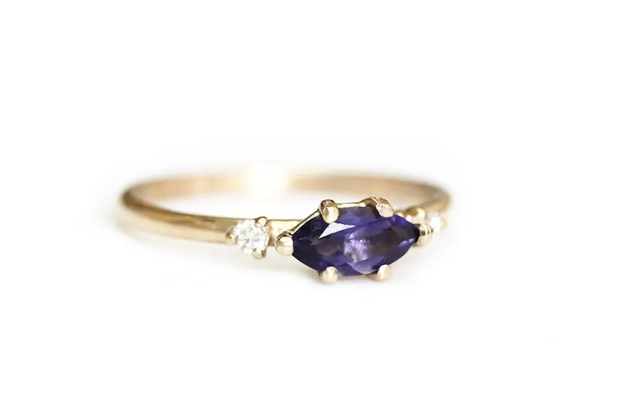 Trine Iolite   Diamond Ring