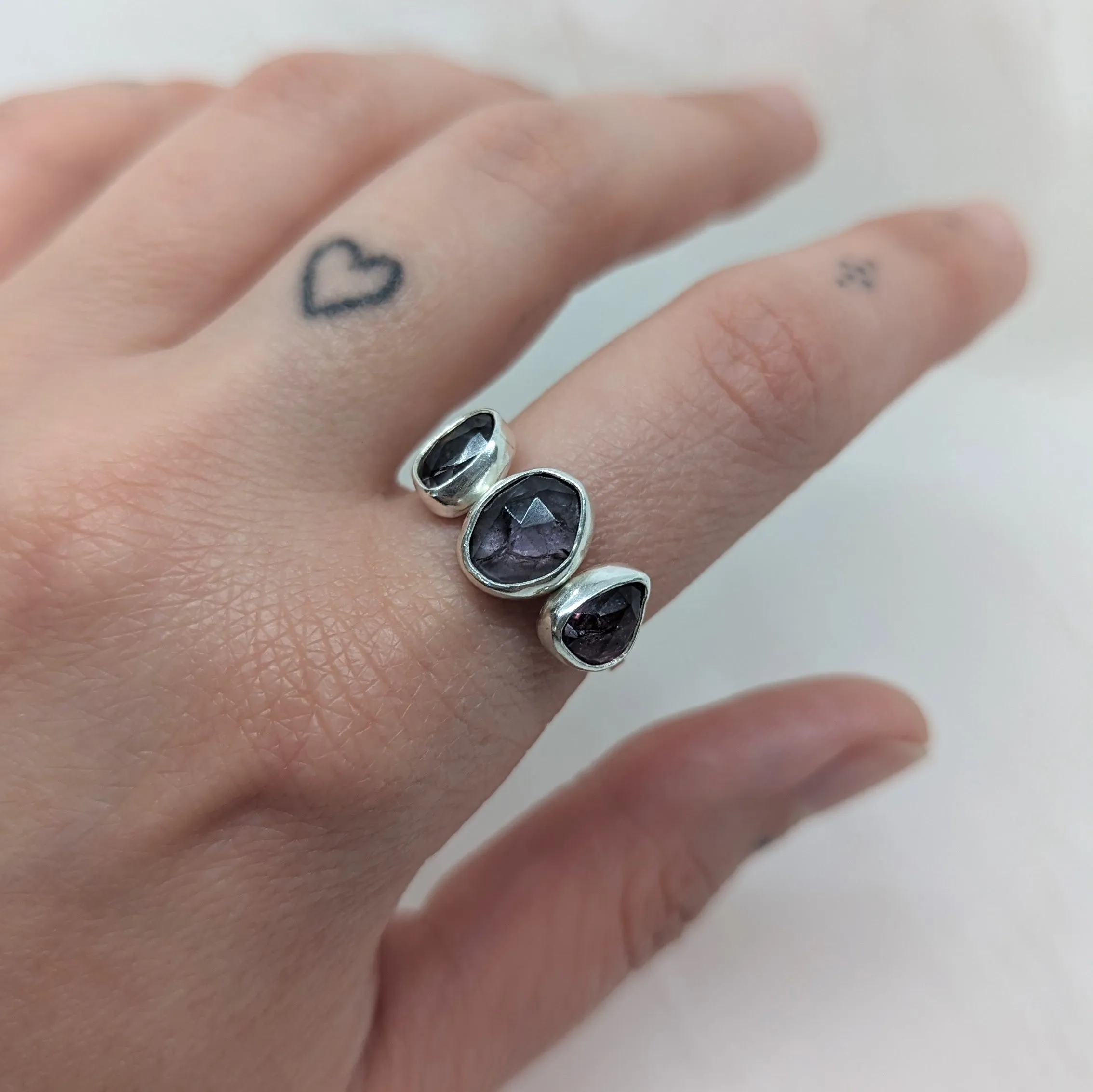 Triple Iolite Ring