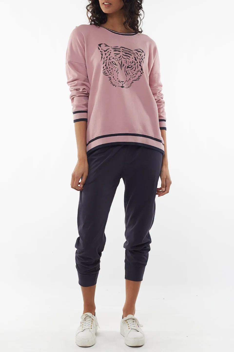 Trixie Tiger Print Pink Crew