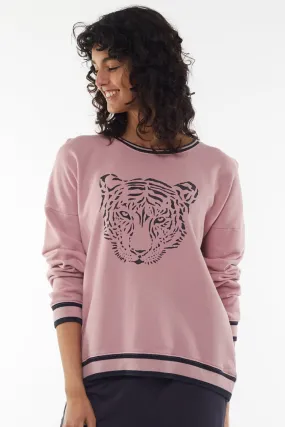 Trixie Tiger Print Pink Crew